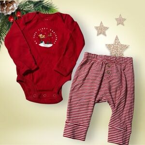Carter’s Christmas Red and White Striped Baby Outfit SZ 3 Months